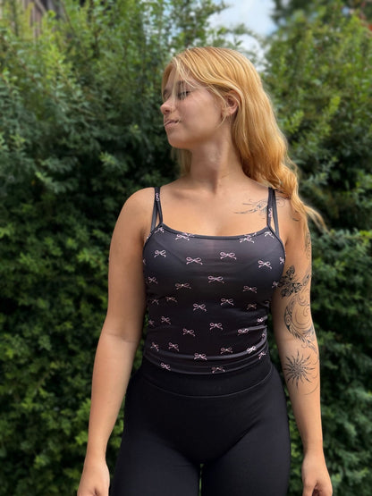 Schleifen Crop Top schwarz