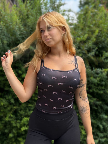 Schleifen Crop Top schwarz