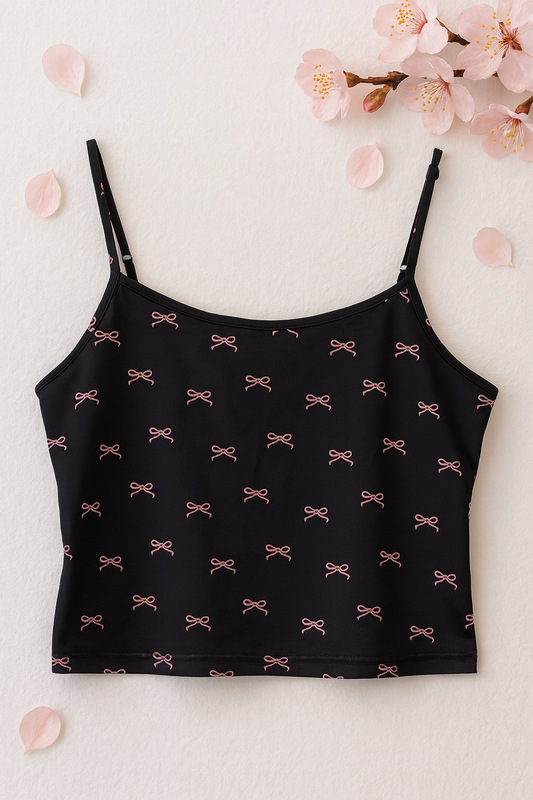 Schleifen Crop Top schwarz