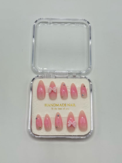 Glitter bow press on Nails