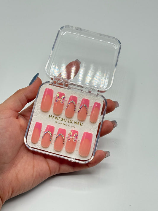 Pinke Glitzer press on Nails