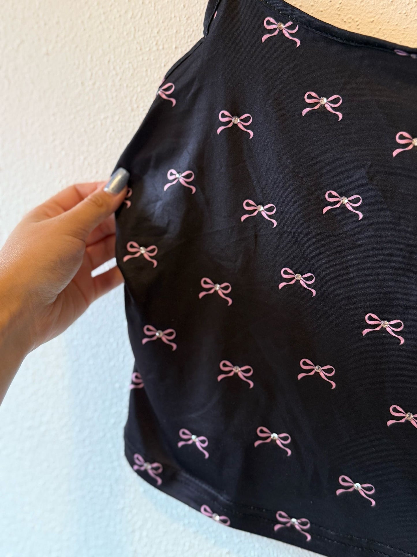 Schleifen Crop Top schwarz