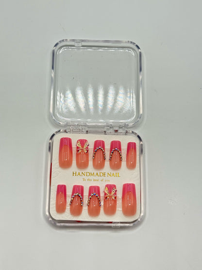 Pinke Glitzer press on Nails