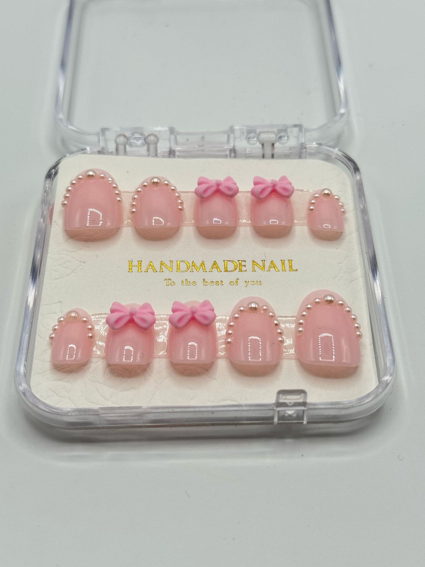 Perlen press on Nails rosa
