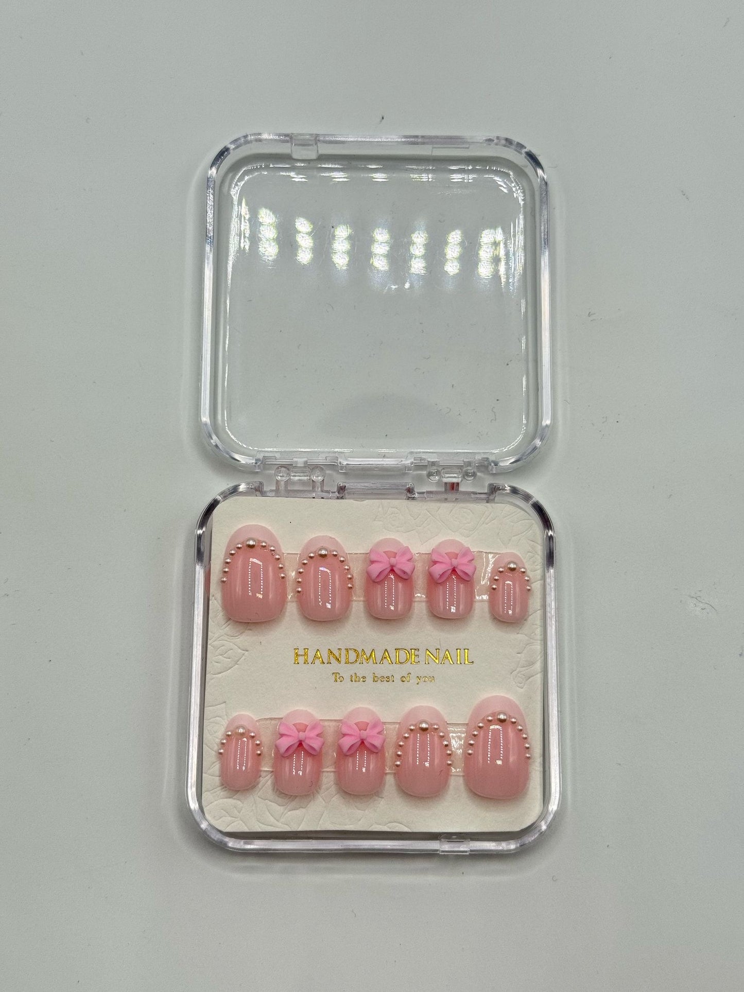 Perlen press on Nails rosa