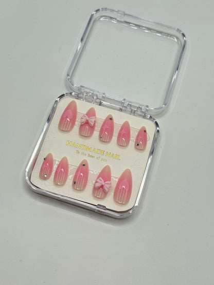 Glitter bow press on Nails