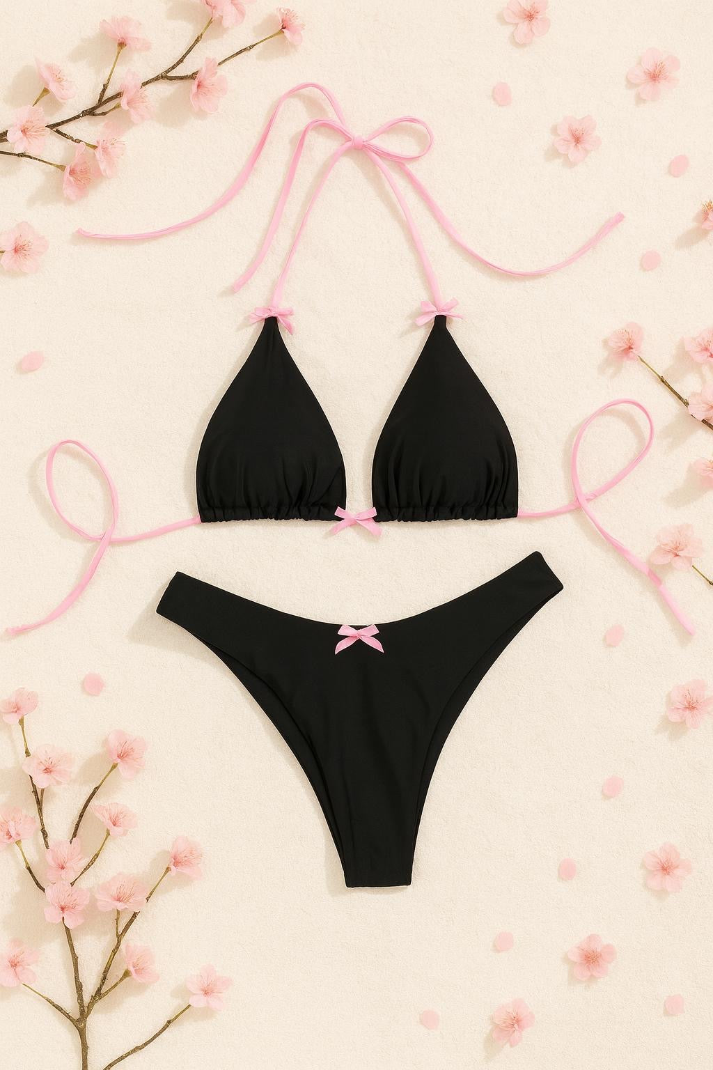 Schleifen Bikini schwarz