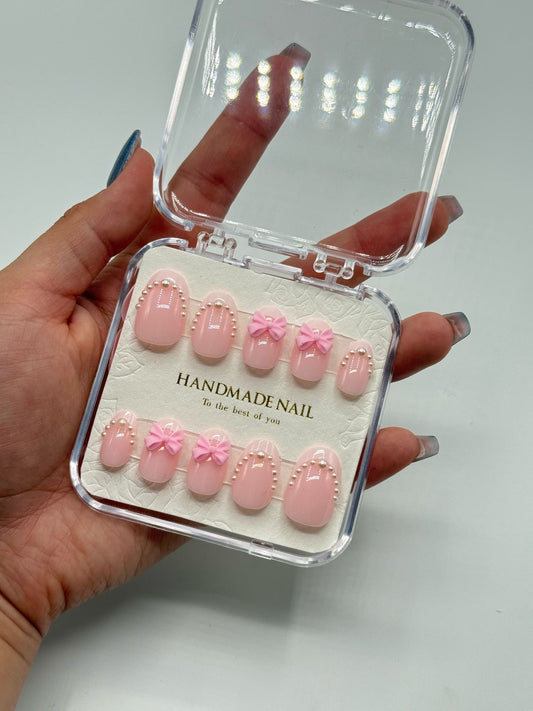 Perlen press on Nails rosa