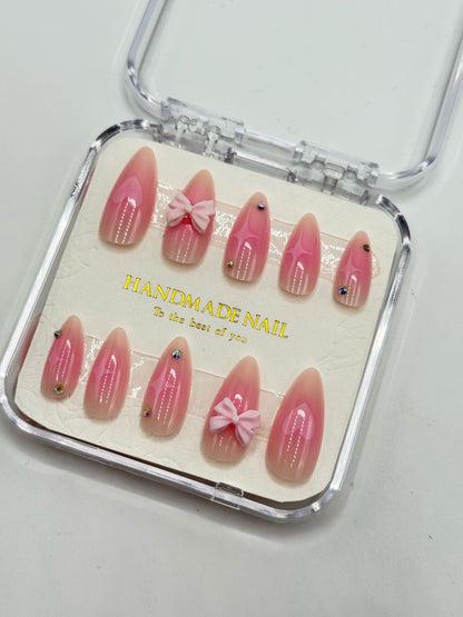 Glitter bow press on Nails