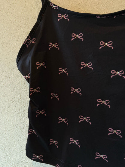 Schleifen Crop Top schwarz