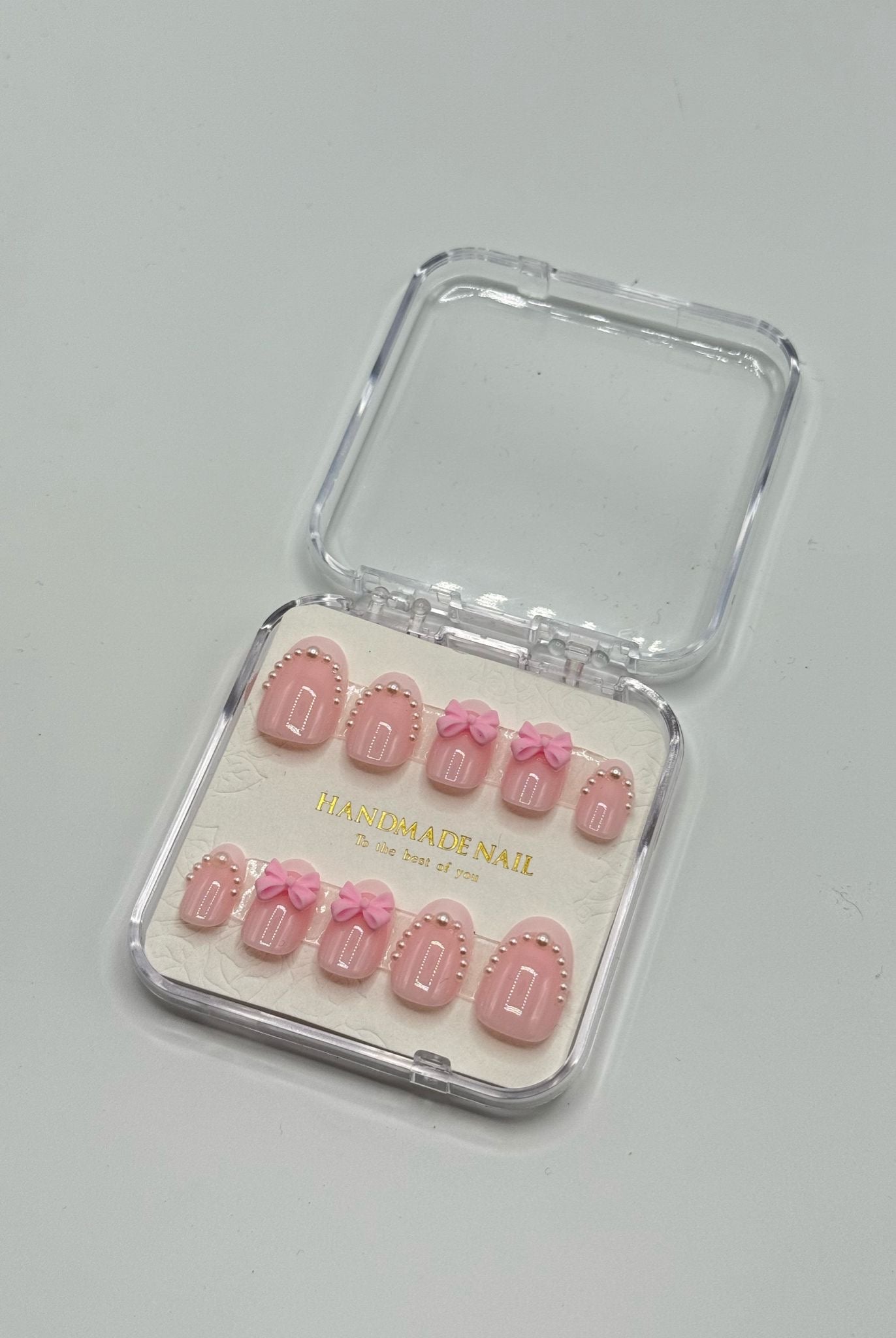 Perlen press on Nails rosa