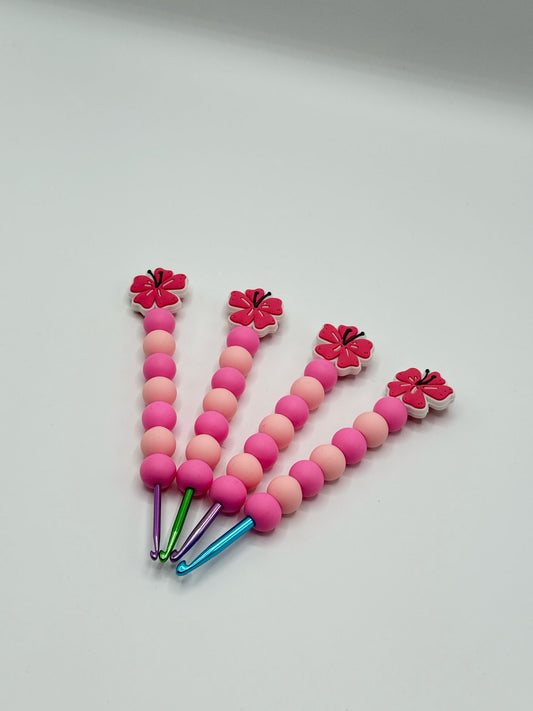 Pinke Blumen Häkelnadeln