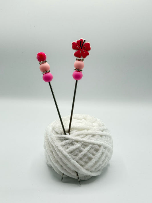 Pinke Blume Amigurumi Sticks