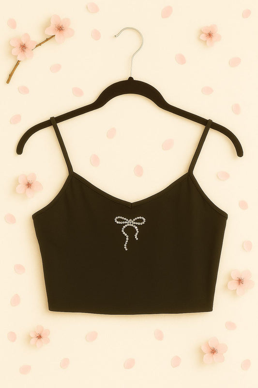 Crystal Crop Top schwarz